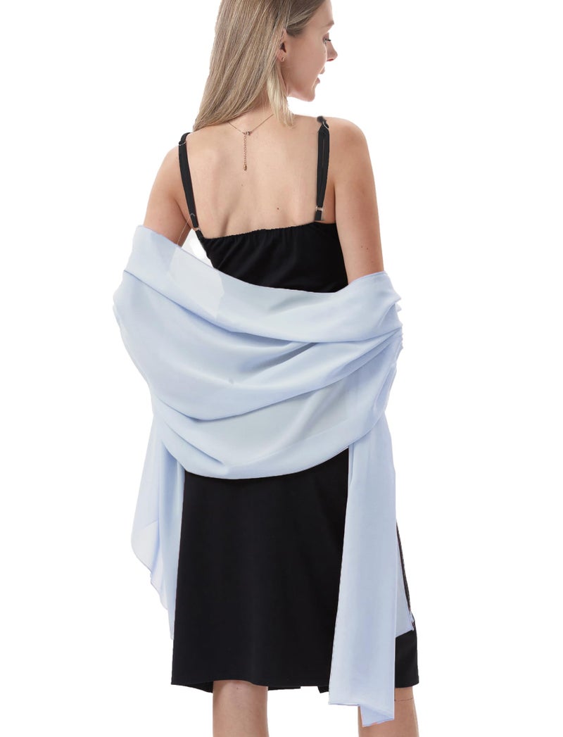Hotshawl Chiffon Shawls and Wraps for Evening Dresses Women Elegant Soft Scarf Bridal Scarve Wedding Stole (Light Blue, One Size) - Image 5